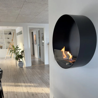 Delaware - Wall Mounted Bioethanol Fireplace - Black Round