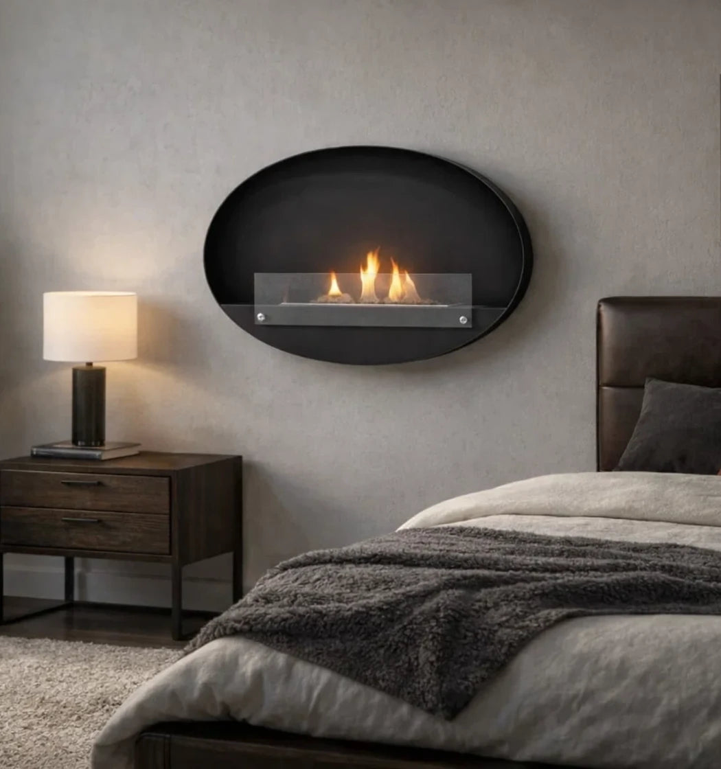 Maryland - Wall Mounted Bioethanol Fireplace - Oval Slim