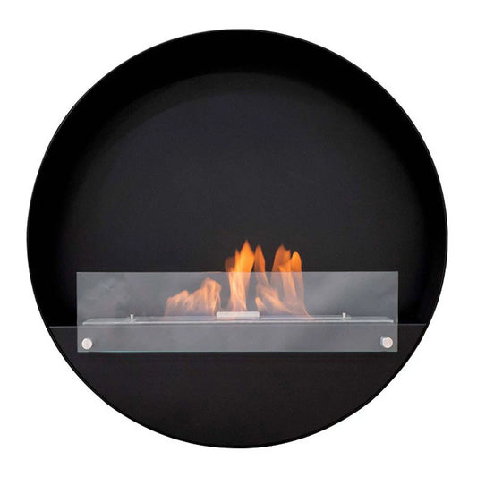 Delaware XL - Wall Mounted Bioethanol Fireplace - Black Round