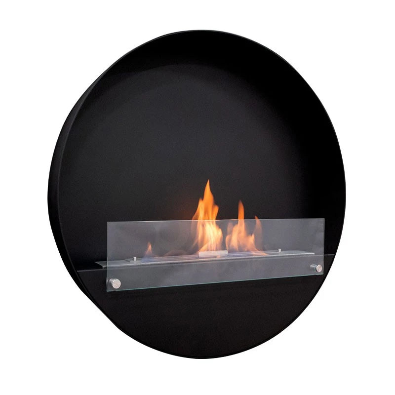 Delaware XL - Wall Mounted Bioethanol Fireplace - Black Round