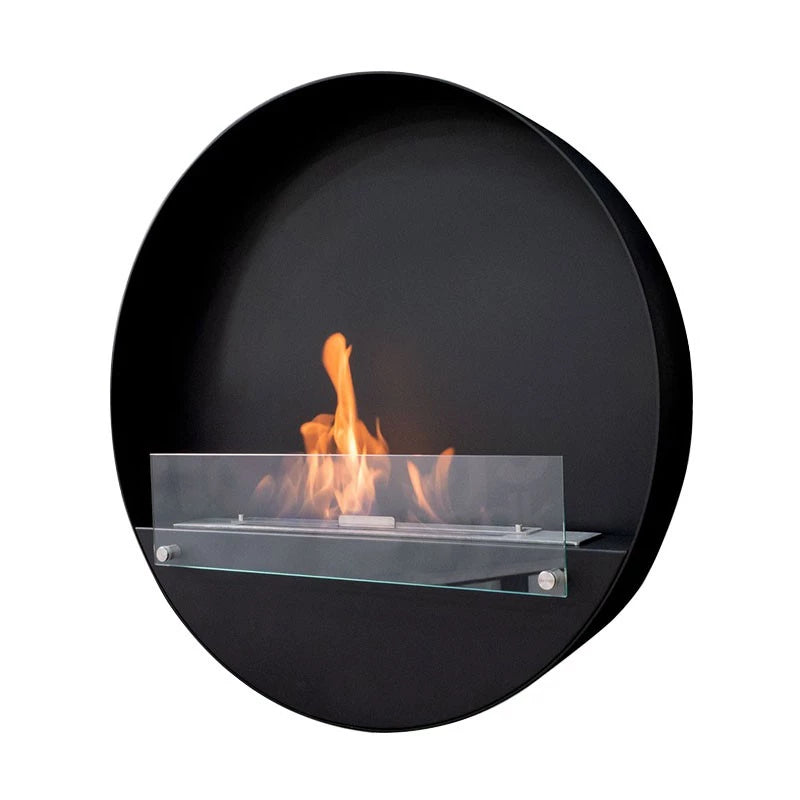 Delaware XL - Wall Mounted Bioethanol Fireplace - Black Round
