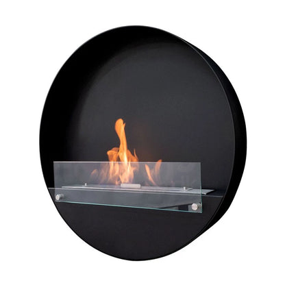 Delaware XL - Wall Mounted Bioethanol Fireplace - Black Round