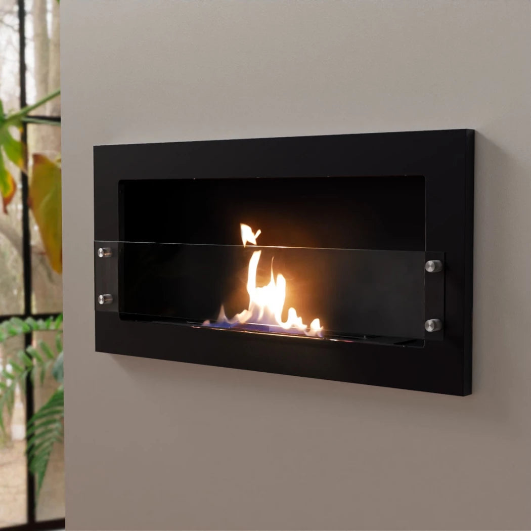 Texas - Wall Mounted Bioethanol Fireplace - Black