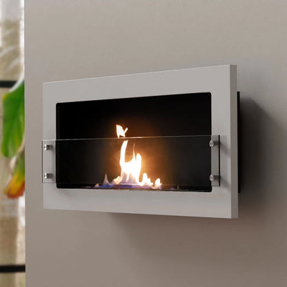 Texas - Wall Mounted Bioethanol Fireplace - White