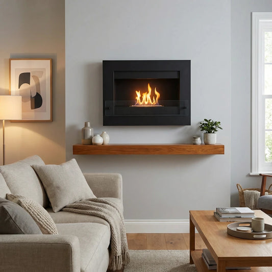 Nebraska - Wall Mounted Bioethanol Fireplace - Black
