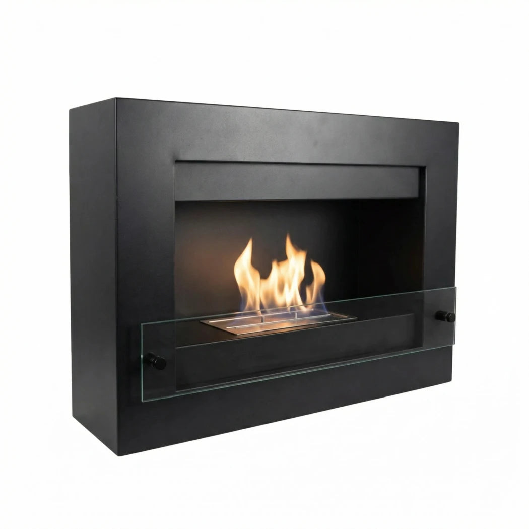 Nebraska - Wall Mounted Bioethanol Fireplace - Black