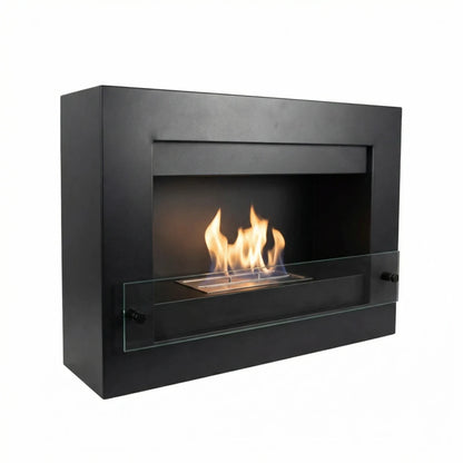 Nebraska - Wall Mounted Bioethanol Fireplace - Black