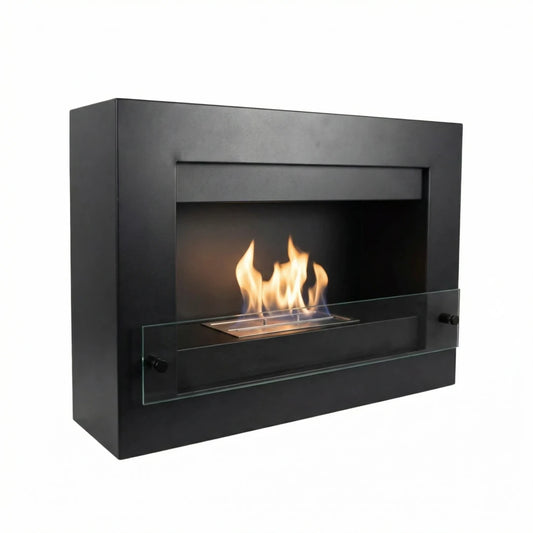 Nebraska - Wall Mounted Bioethanol Fireplace - Black