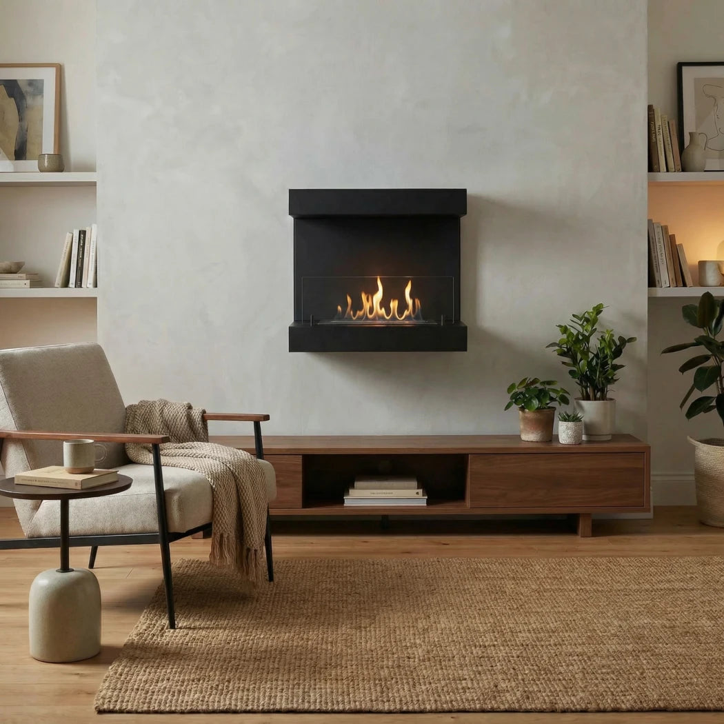 Dakota - Wall Mounted Bioethanol Fireplace - Black