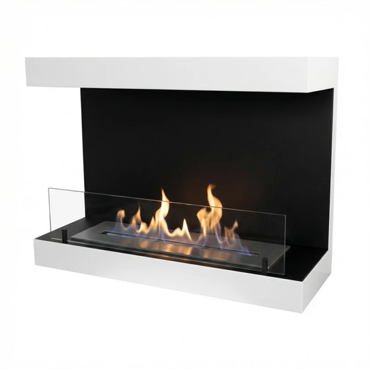 Dakota - Wall Mounted Bioethanol Fireplace - White