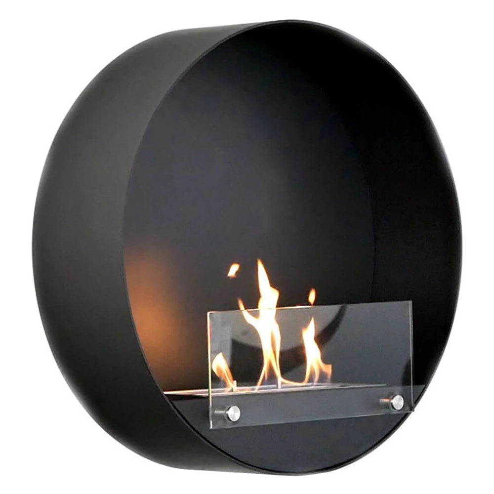 Delaware - Wall Mounted Bioethanol Fireplace - Black Round
