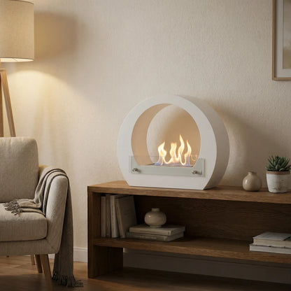 Dallas Bioethanol Fireplace - White Round