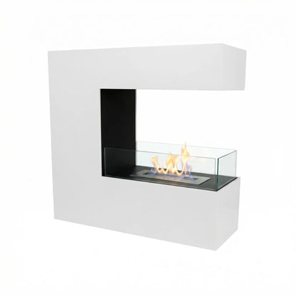 Topeka Bioethanol Fireplace - White 3-Sided