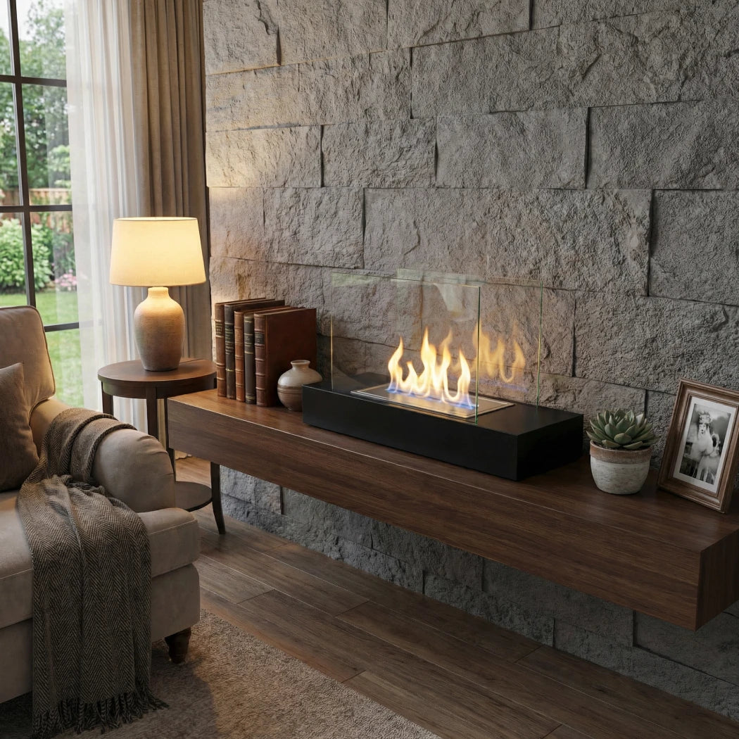 Oklahoma Bioethanol Fireplace - Black and Steel