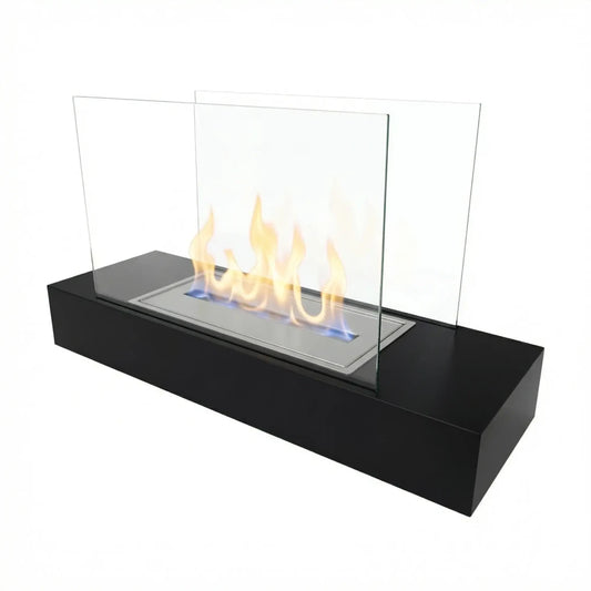 Oklahoma Bioethanol Fireplace - Black and Steel
