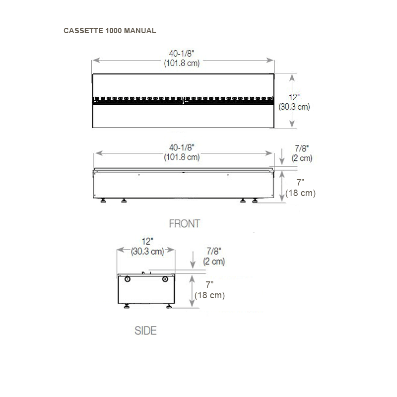 Foco Myst Room Divider 1200 - Cassette 1000 Manual Technical Drawing