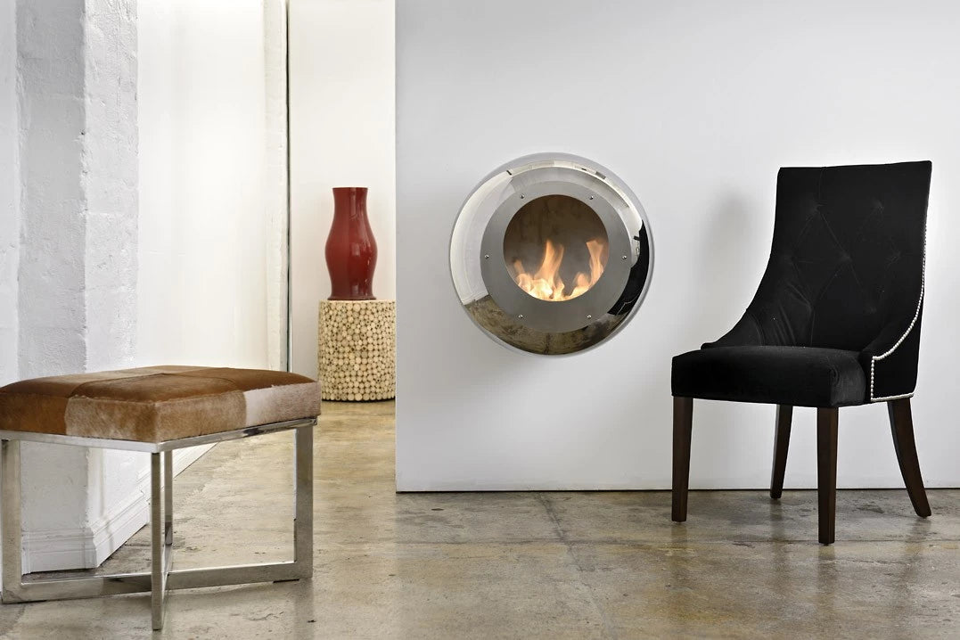 Cocoon Vellum - Wall Mounted Bioethanol Fireplace - Steel