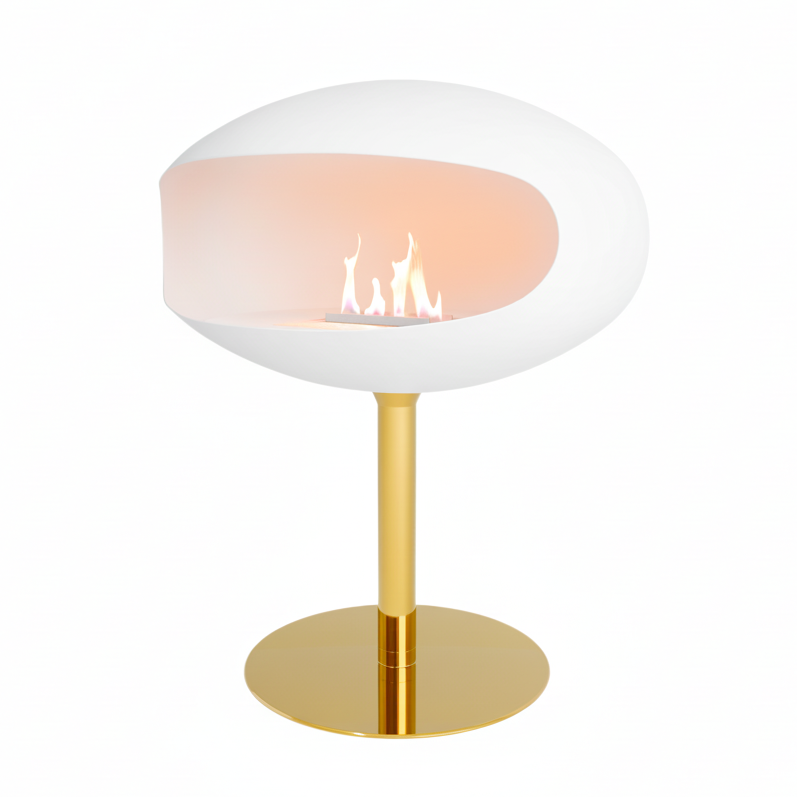 Cocoon Pedestal - White with Brass Base