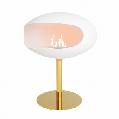 Cocoon Pedestal - White with Brass Base