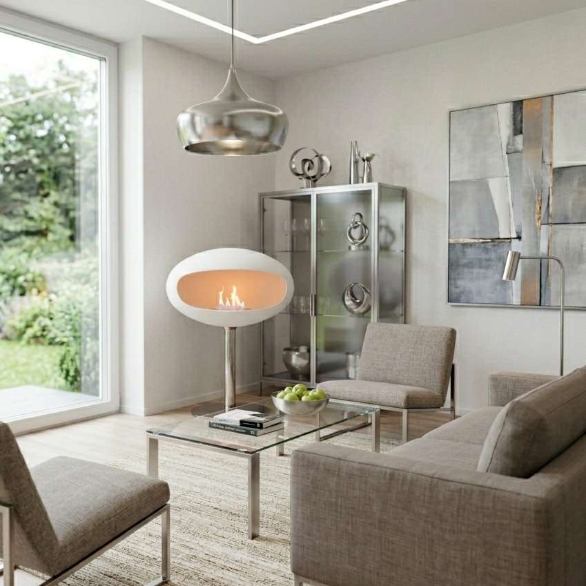 Cocoon Pedestal - White with Steel Base