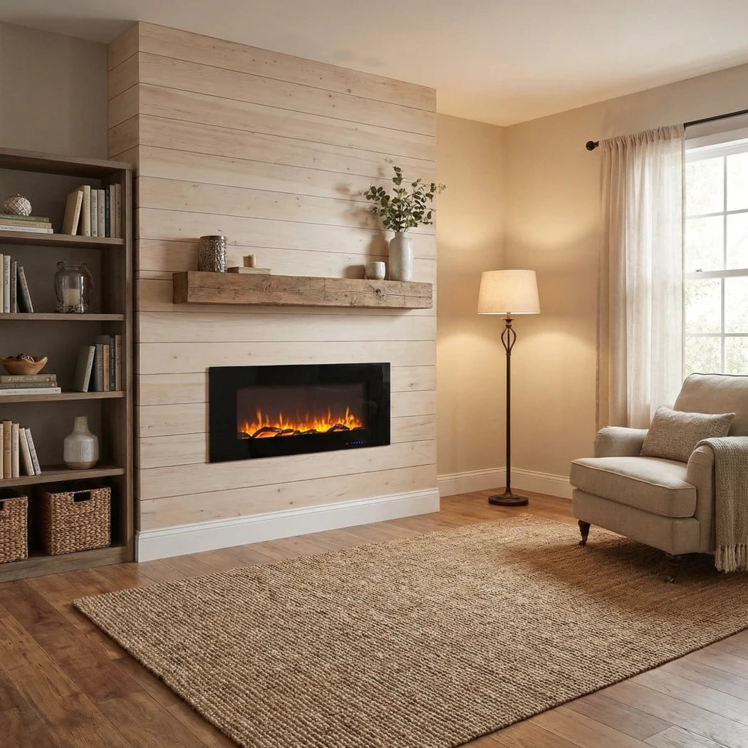 Azurite Wall-Mounted Electric Fireplace - 127 cm - Black