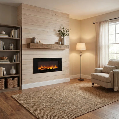 Azurite Wall-Mounted Electric Fireplace - 127 cm - Black