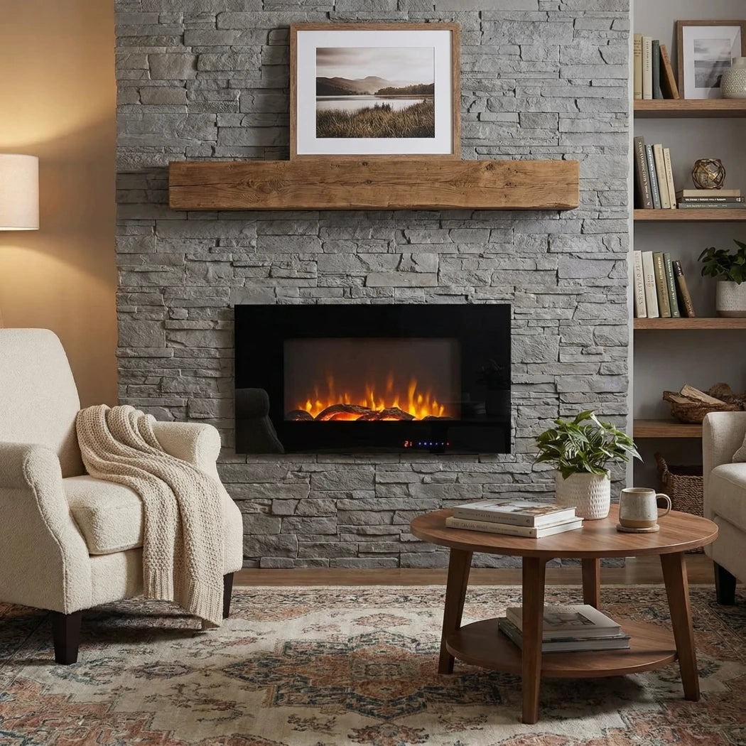 Azurite Wall-Mounted Electric Fireplace - 91 cm