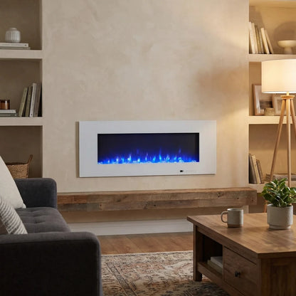 Azurite Wall-Mounted Electric Fireplace - 127 cm - White