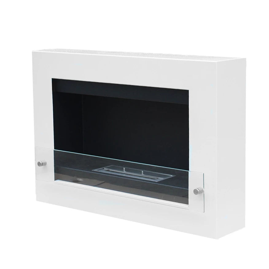 Nebraska - Wall Mounted Bioethanol Fireplace - White