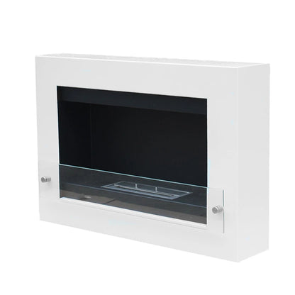 Nebraska - Wall Mounted Bioethanol Fireplace - White