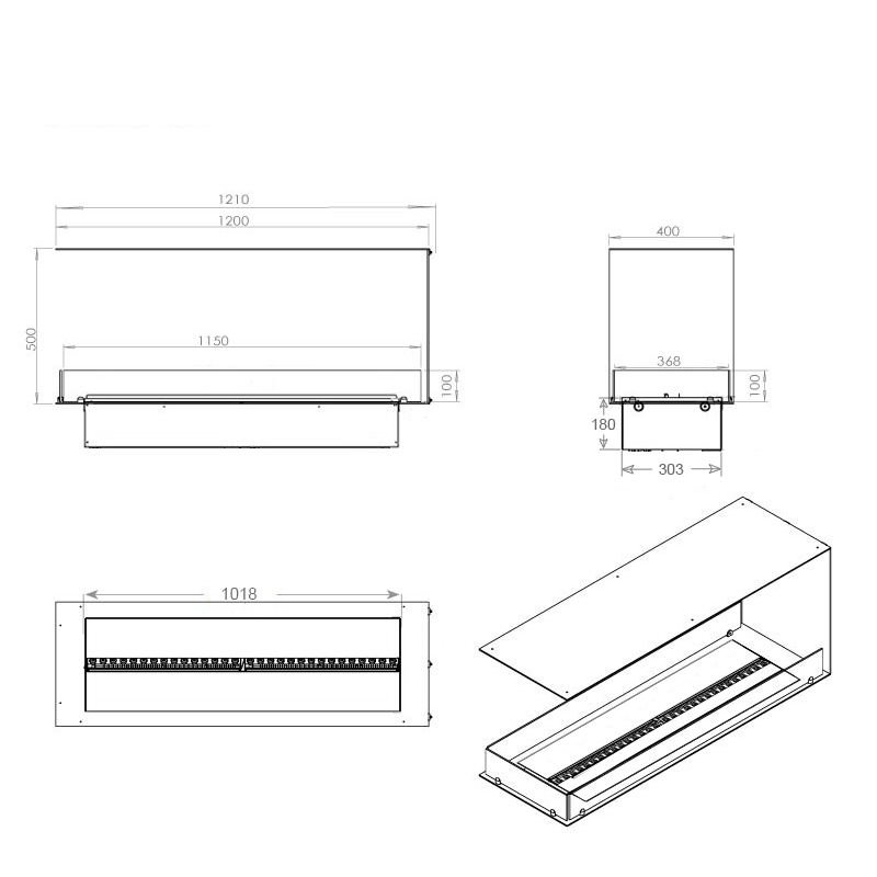 Foco Myst Room Divider 1200 - Technical Drawing