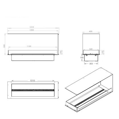 Foco Myst Room Divider 1200 - Technical Drawing