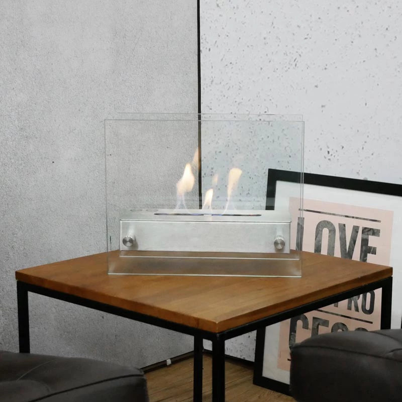 Kensington Tabletop Bioethanol Fireplace - Steel and Glass
