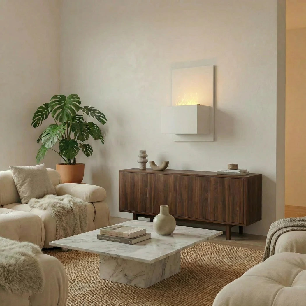 Brekke - Wall-Mounted Water Vapour Fireplace - White