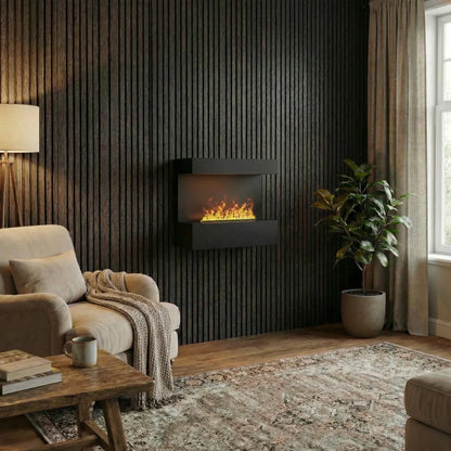 Late - Wall-Mounted Water Vapour Fireplace - Black
