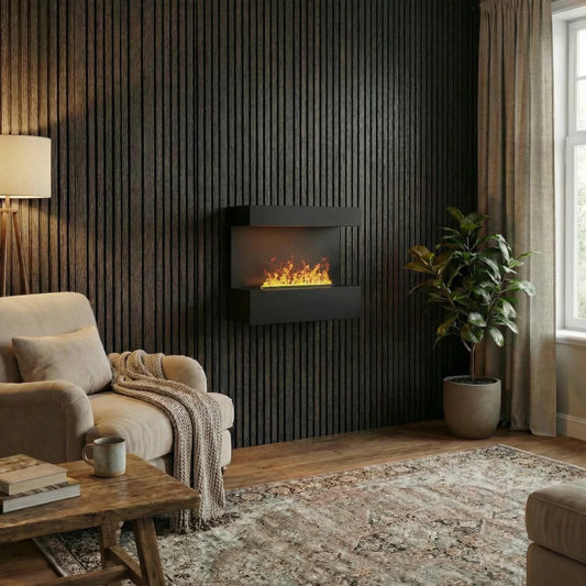 Late - Wall-Mounted Water Vapour Fireplace - Black