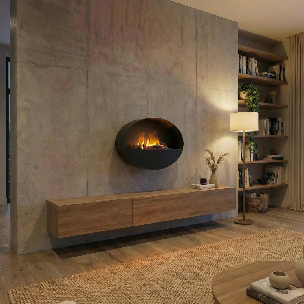 Kjos - Wall-Mounted Water Vapour Fireplace - Black