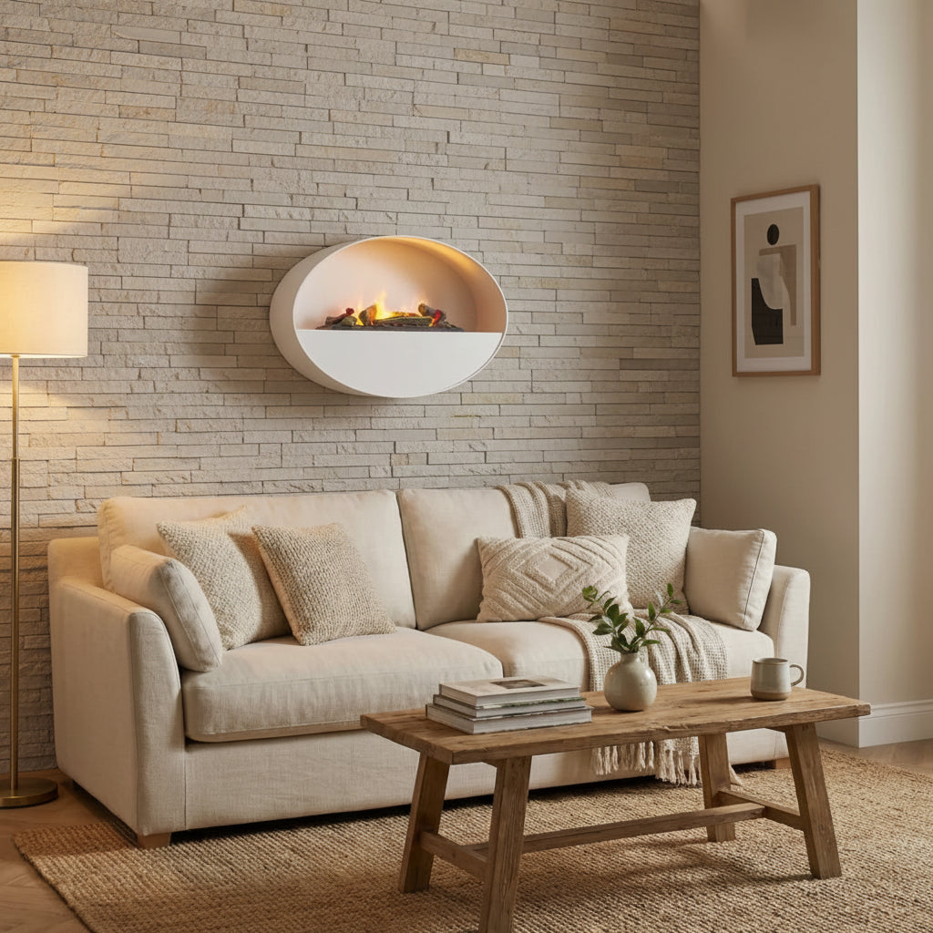 Kjos - Wall-Mounted Water Vapour Fireplace - White