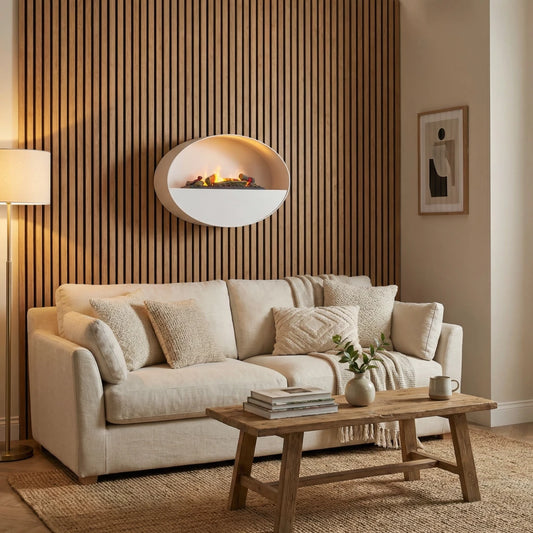 Kjos - Wall-Mounted Water Vapour Fireplace - White