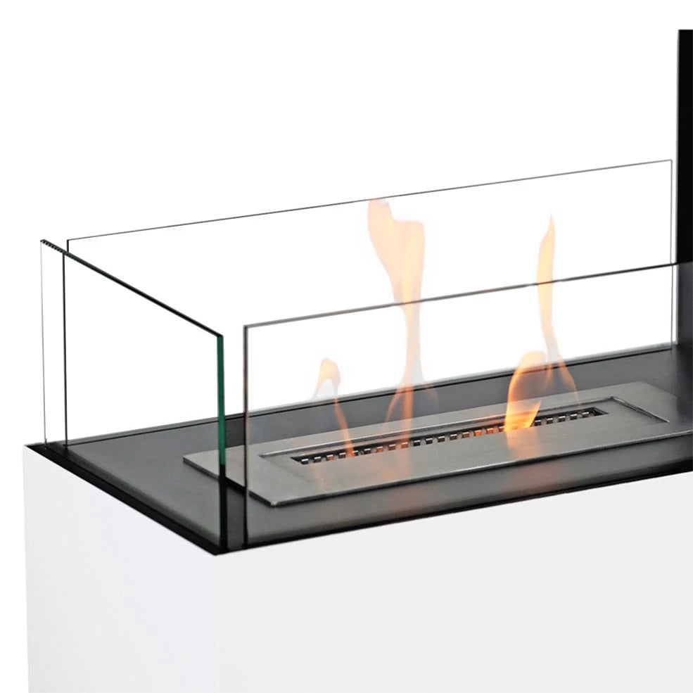Topeka Bioethanol Fireplace - White 3-Sided