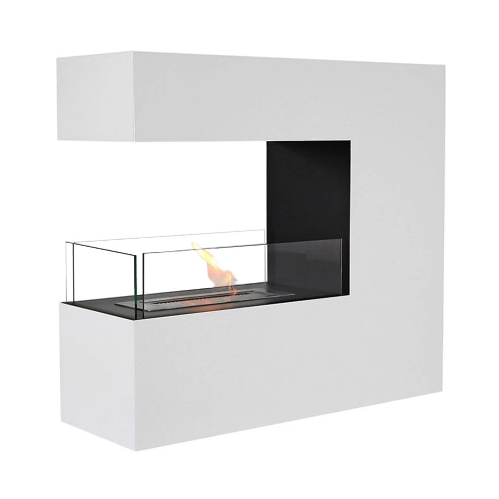 Topeka Bioethanol Fireplace - White 3-Sided
