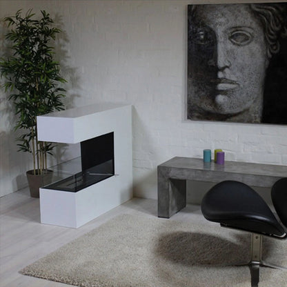 Topeka Bioethanol Fireplace - White 3-Sided