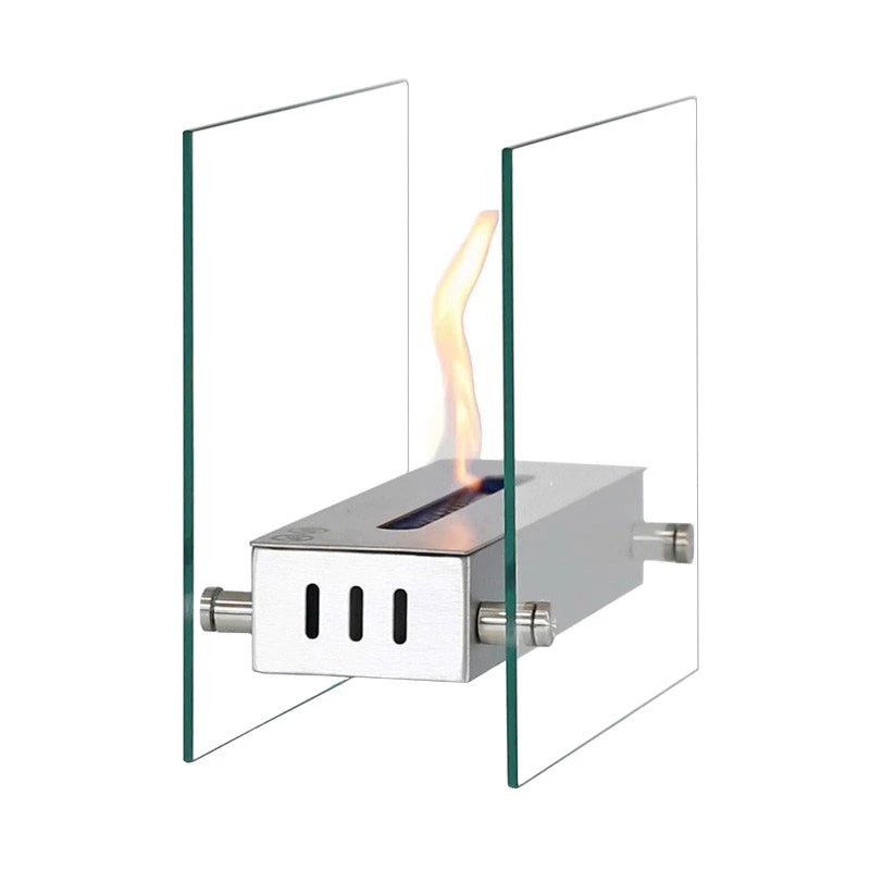 Kensington Tabletop Bioethanol Fireplace - Steel and Glass