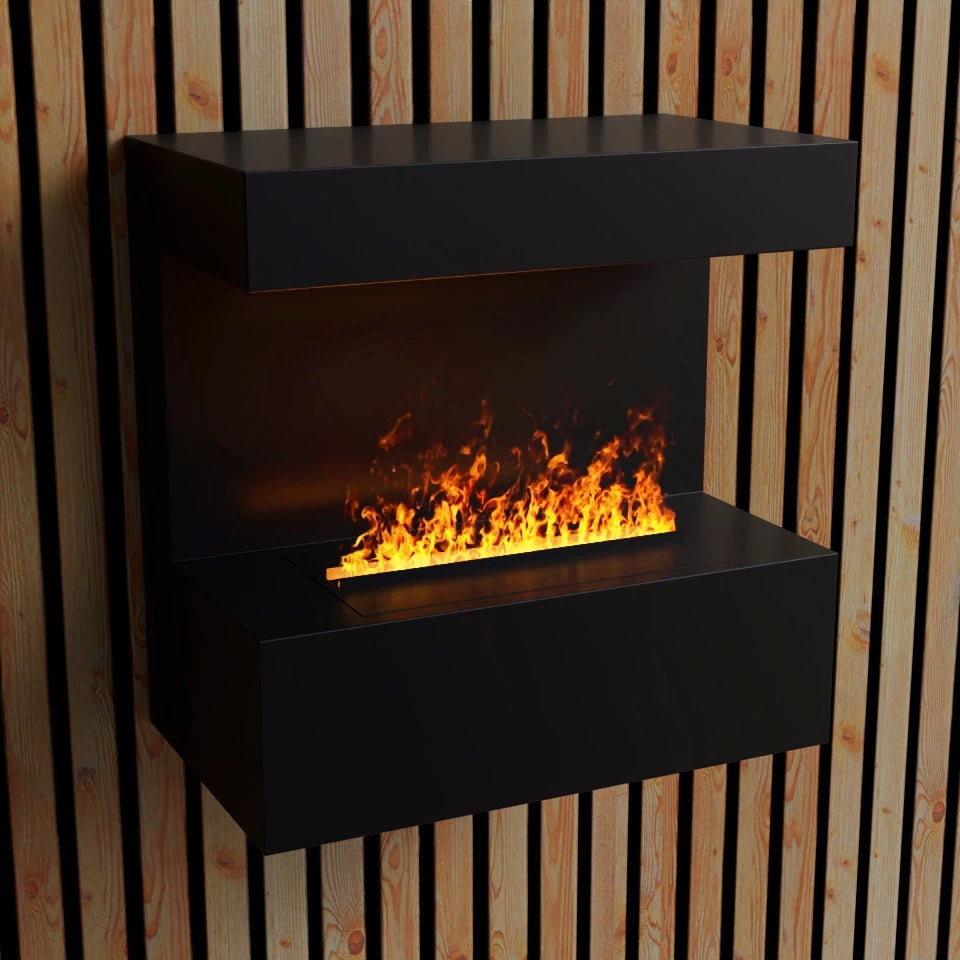 Late - Wall-Mounted Water Vapour Fireplace - Black