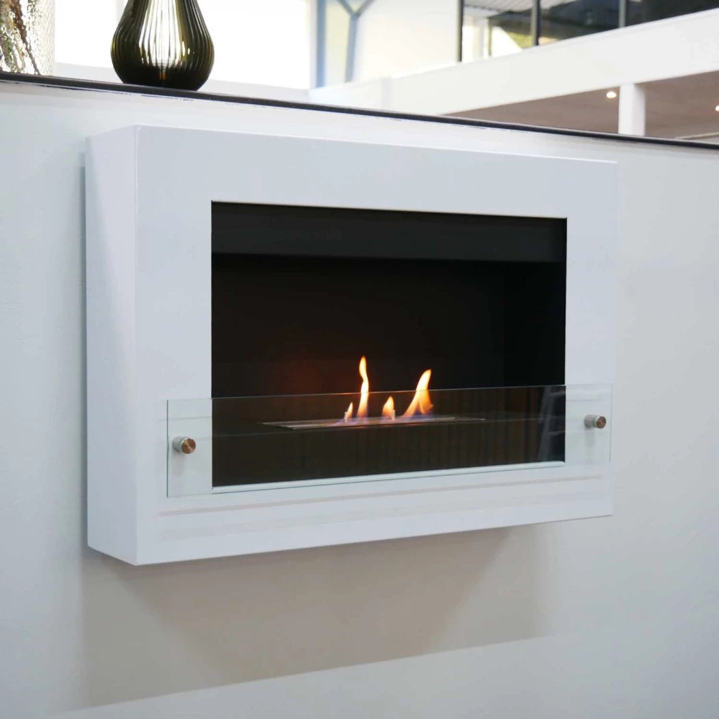 Nebraska - Wall Mounted Bioethanol Fireplace - White