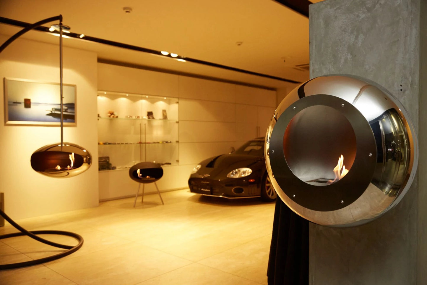Cocoon Vellum - Wall Mounted Bioethanol Fireplace - Steel