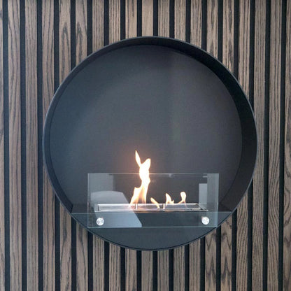 Delaware - Wall Mounted Bioethanol Fireplace - Black Round