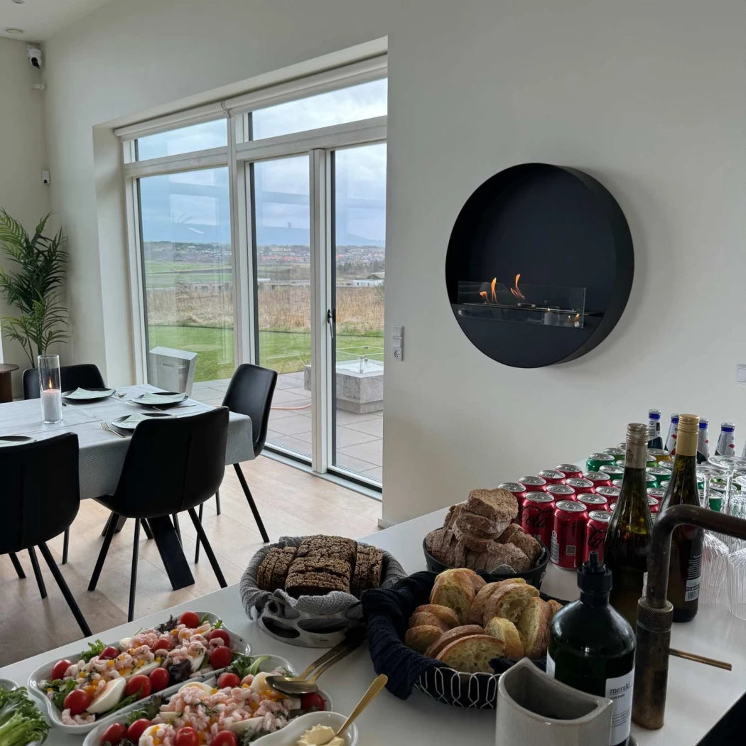 Delaware XL - Wall Mounted Bioethanol Fireplace - Black Round