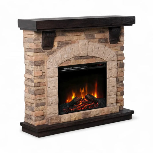 Eira Electric Fireplace – Freestanding Mantel in Classic Stone Design - ELP-20-408
