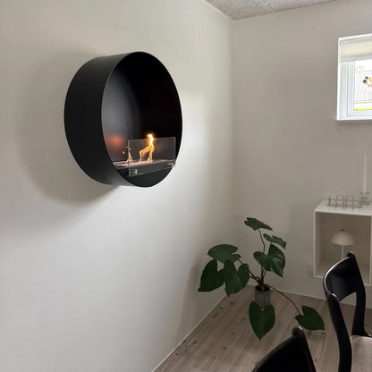 Delaware - Wall Mounted Bioethanol Fireplace - Black Round